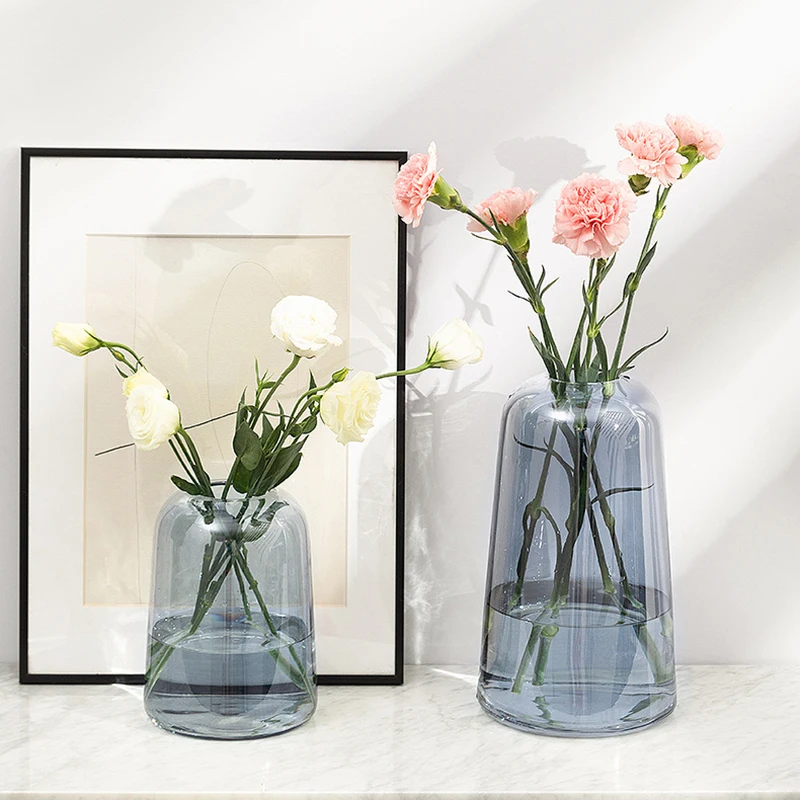 Modern Nordic Style Home Decor Transparent Colour Clear Glass Flower Vase