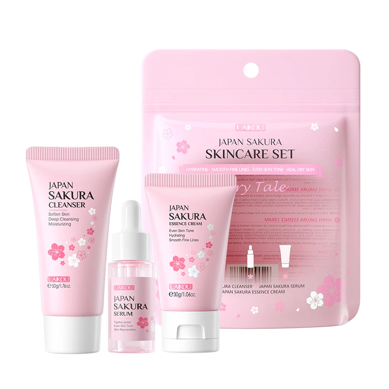 Natural Organic Cherry Blossom Facial Kit Sakura Skincare Mini Travel Skin Care Set