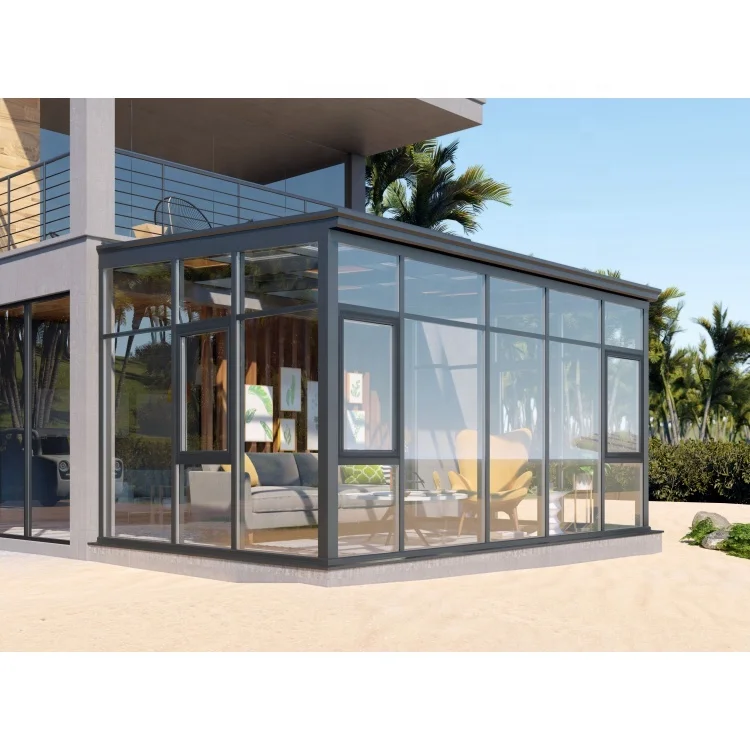 Customized Waterproof Sun Protection Free Standing Sunroom Tempered Glass Sunrooms With Aluminium For Villa Garden for sale