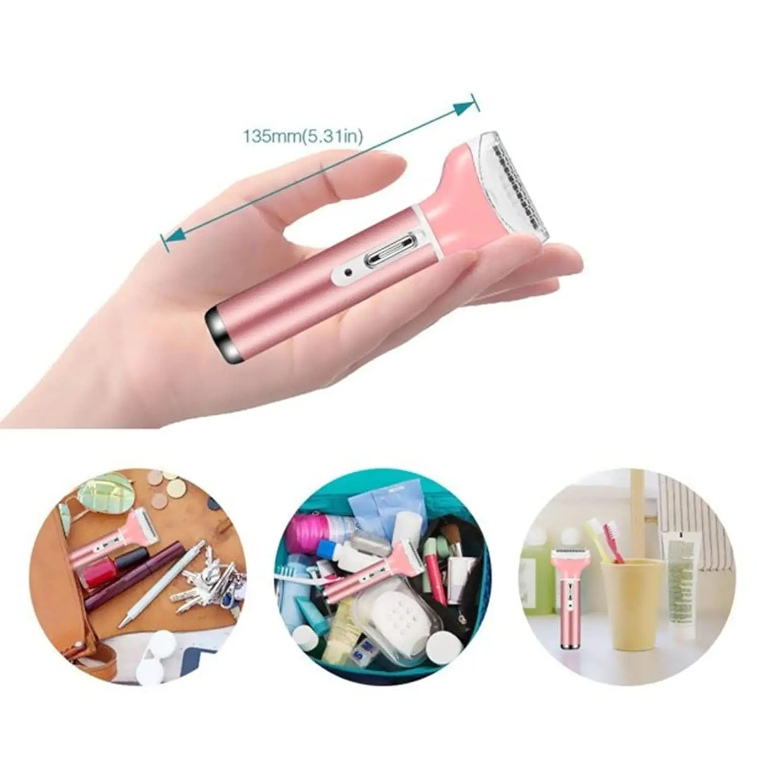 Portable 4 In 1 Lady Shaver Hair Removal Device Electric Nose Eyebrow Trimmer Washable Face Body Bikini Hair Scraper