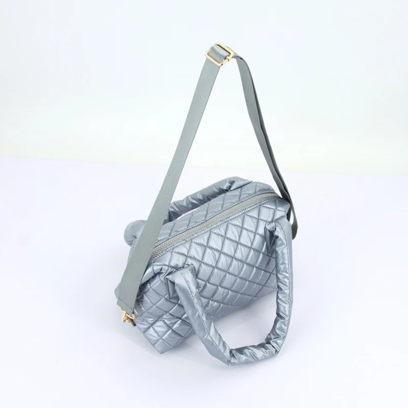 Fashion Quilted Soft Handle Tote Bag One- shoulder Lady Bag Pretty Travel Puffer Bag