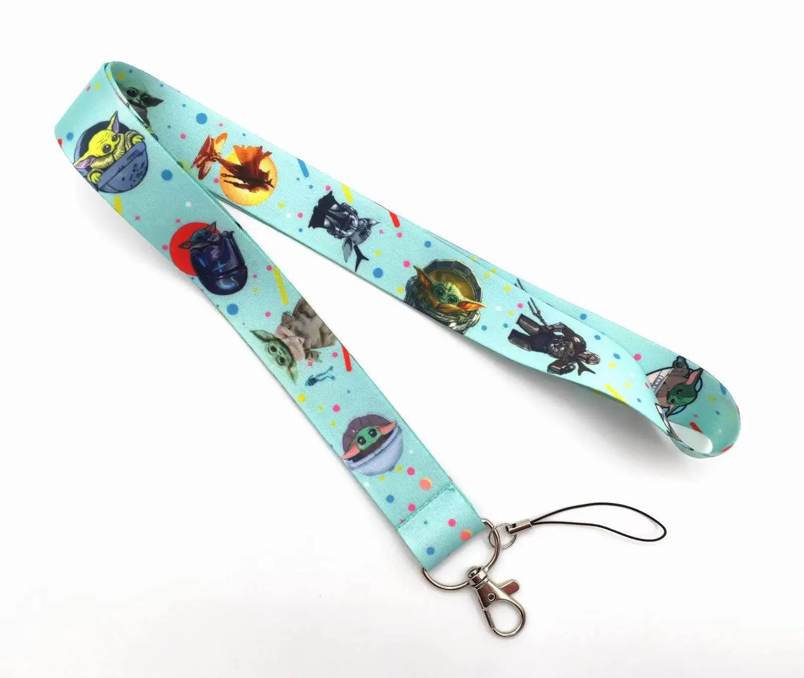 Anti-Lost Cut Cartoon Star Lanyard Soft Satin Wars Baby Yoda Lanyard Fashion Phone Card Neck Lanyards Wholesale Custom Strap