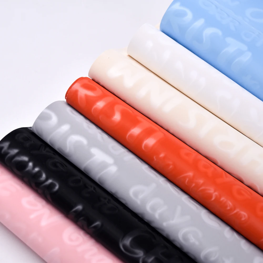 Cheap High Quality Stock Lot Customization Letter Printing Pattern Pu 3D Synthetic Leather Material For Shoe