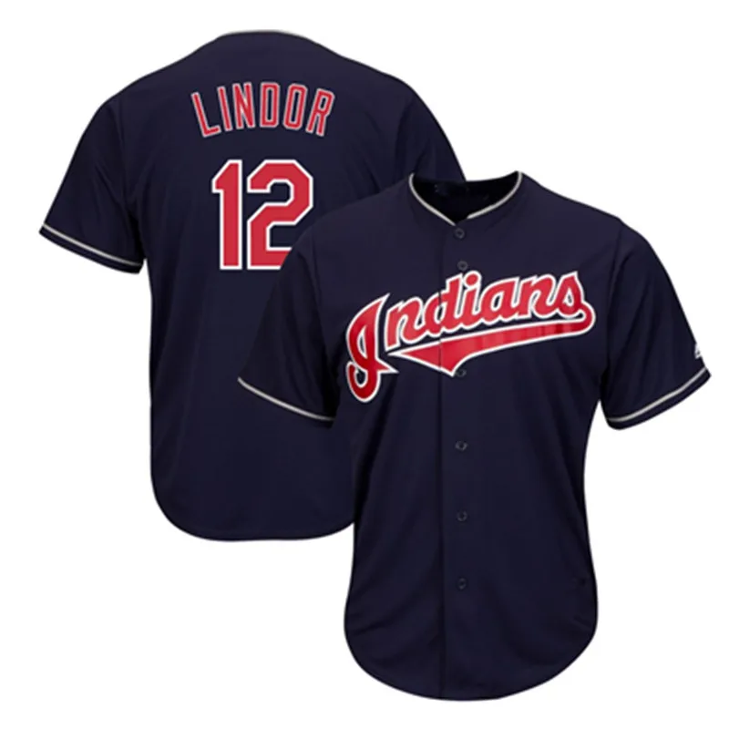 
Cleveland Indians 12 Francisco Lindor 24 Miller 28 Corey Kluber Sublimated Breathable Baseball Jersey 