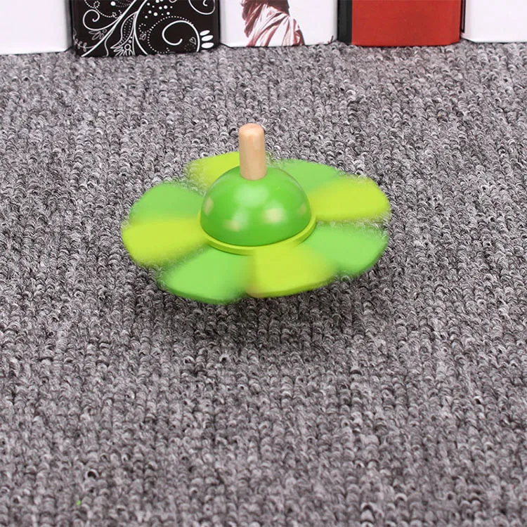 Handmade Flower Painted Wood Spinning Tops Wooden Toys Educational Toys Kindergarten Standard Tops Children Toys 1pc