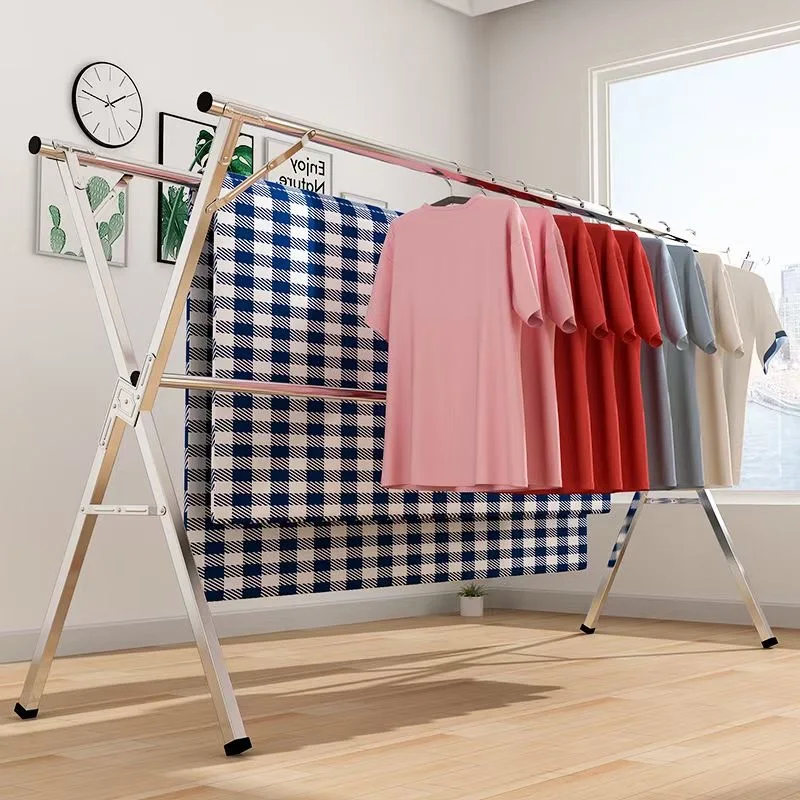 2024 New Hot Sale Folding And Expandable Metal X Type Hanging Cloth Racks Clothes Drying Rack Stand