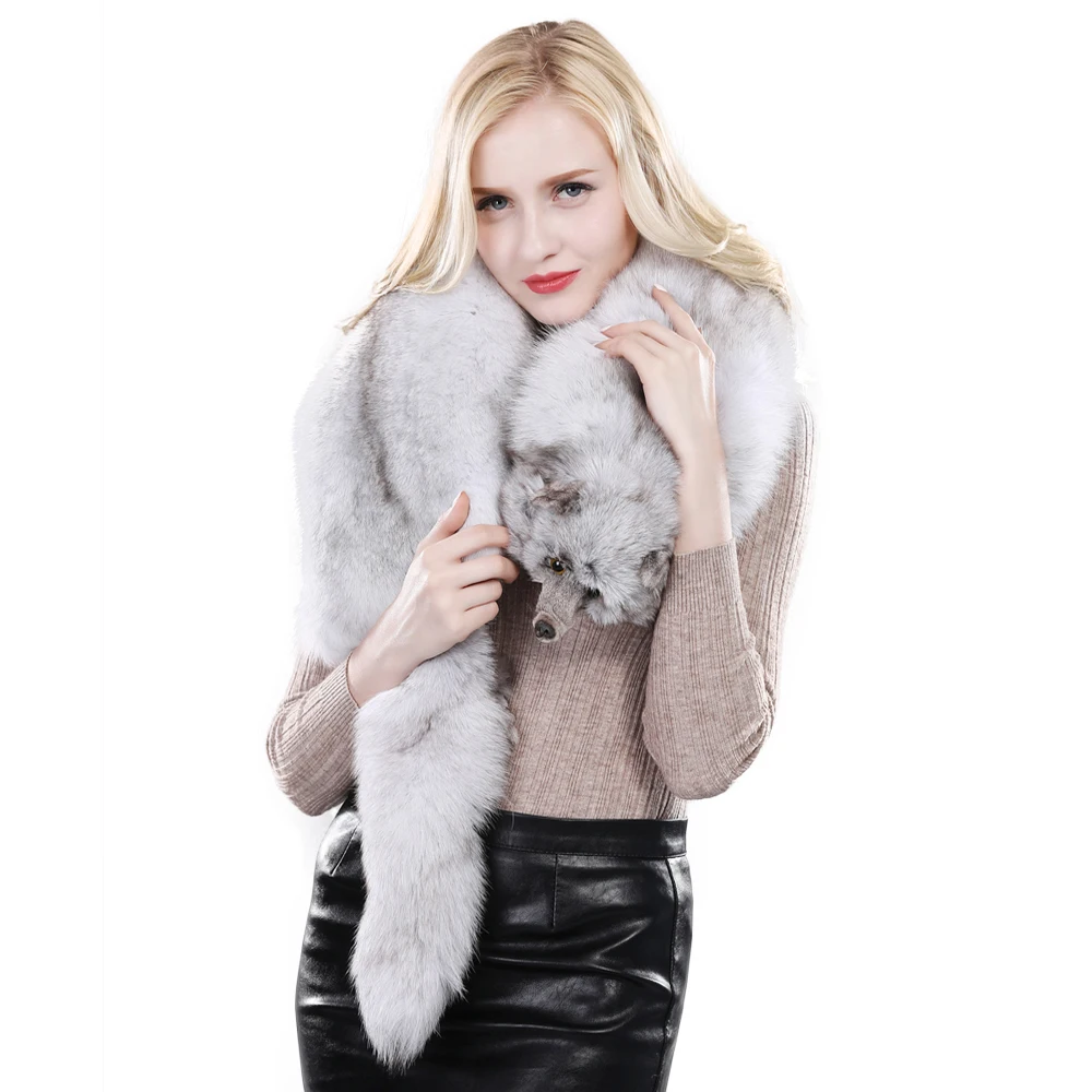 Женский зимний меховой шарф из натурального Лисьего меха