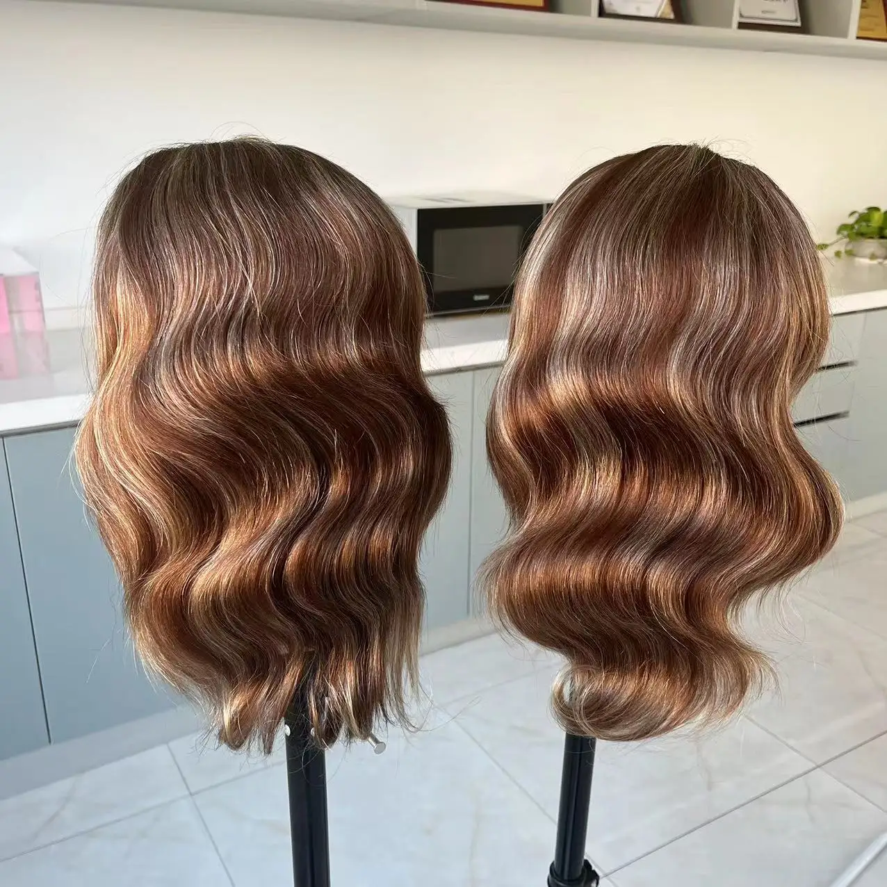 7 by 8 inch monofilament base 12 inch double drawn grade brown balayage color virgin human remy hair for women