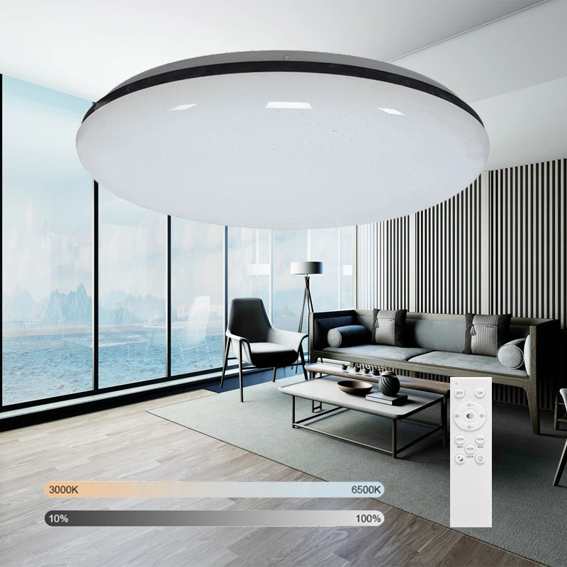 White Round Surface Mount Frameless Starry Cover Ceiling Led Light 18W 24W Remote CCT Dimmable Home Lighting Led Ceiling Light