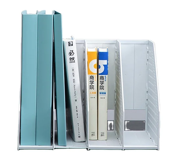 Plastic Sturdy Box File Bin Storage Organizer White Desktop Foldable Vertical File Folder for Office