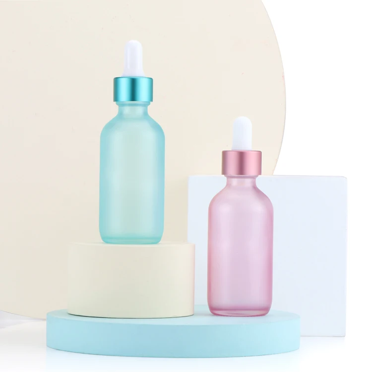 Wholesale 1/2 oz 1 fl oz 2 oz 4 oz uv matte purple colorful crc cap essential oil boston round glass dropper bottle