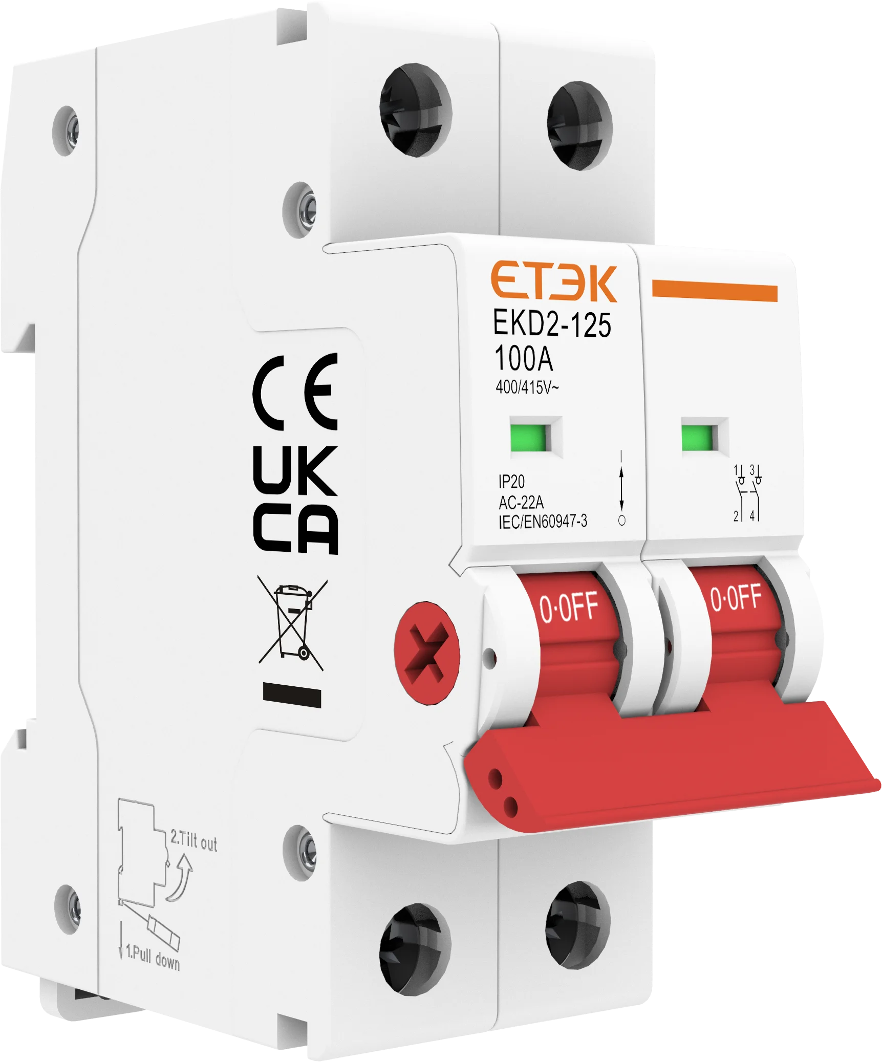 ETEK isolator switch electrical 2pole EKD2 2p 32amp 415V AC isolator switch low voltage switch