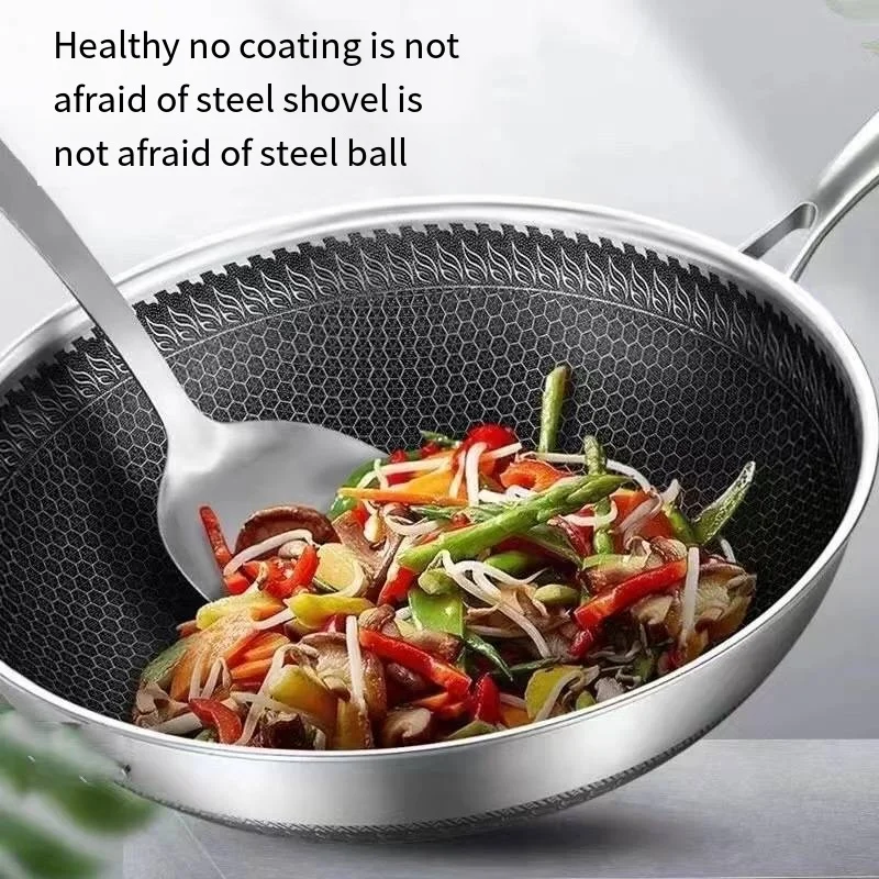 Hot Selling Kitchen Appliances Satin Polished 3 Layers Non-Stick Coating Stainless Steel Pot Big Frying Pan