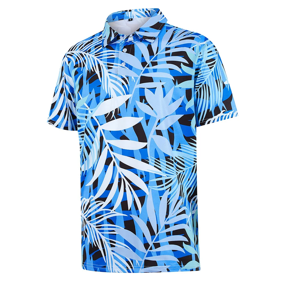 Golf Clothing Custom Pattern Polo T-shirt Polyester Spandex 4 Way Stretch Milk Silk Quick Dry High Quality Mens Golf Polos