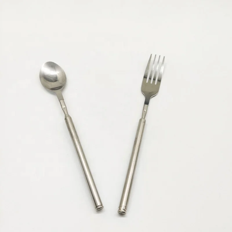 Extension Camping Forks And Spoons BBQ Tool Stainless Steel Telescopic Pole For Outdoor Picnic Family Party