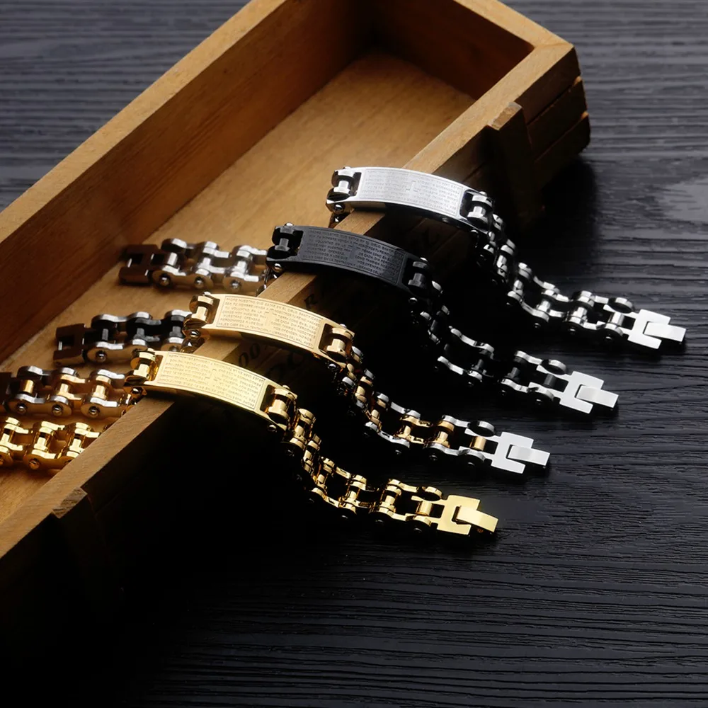 Amen Padre Jesus Religious Classic Mexico Bike Stainless Steel Bracelet