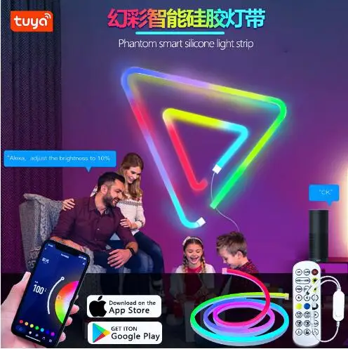 Wifi app  Full Color Digital Programmable RGB Led Silicone Tube Neon flex Strip Tube Light 24v Waterproof Ip67 6x12mm