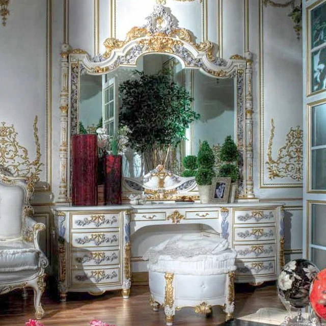 Royal King Size Louis XV French rococo antique solid wood bedroom sleigh princess bed