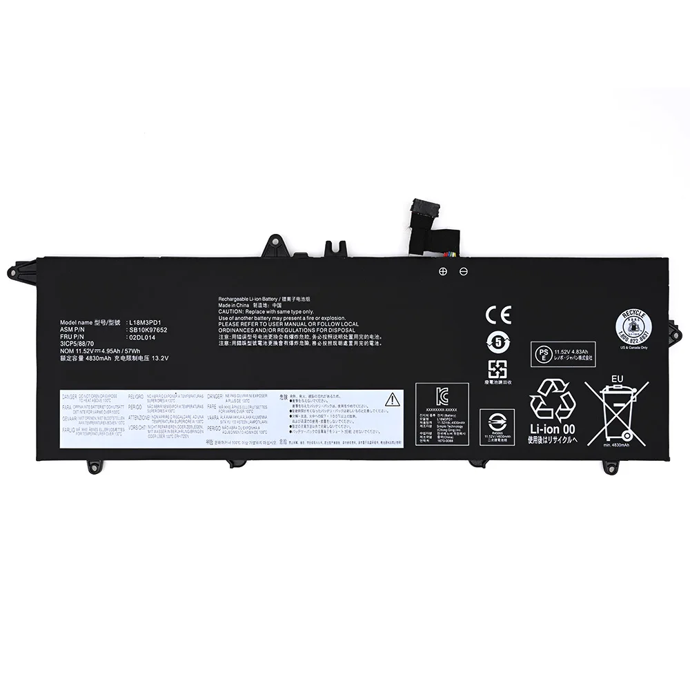 Аккумулятор для ноутбука Lenovo ThinkPad T14S T490S T495S Series L18C3PD1 L18L3PD1 L18M3PD2 L18M3PD1