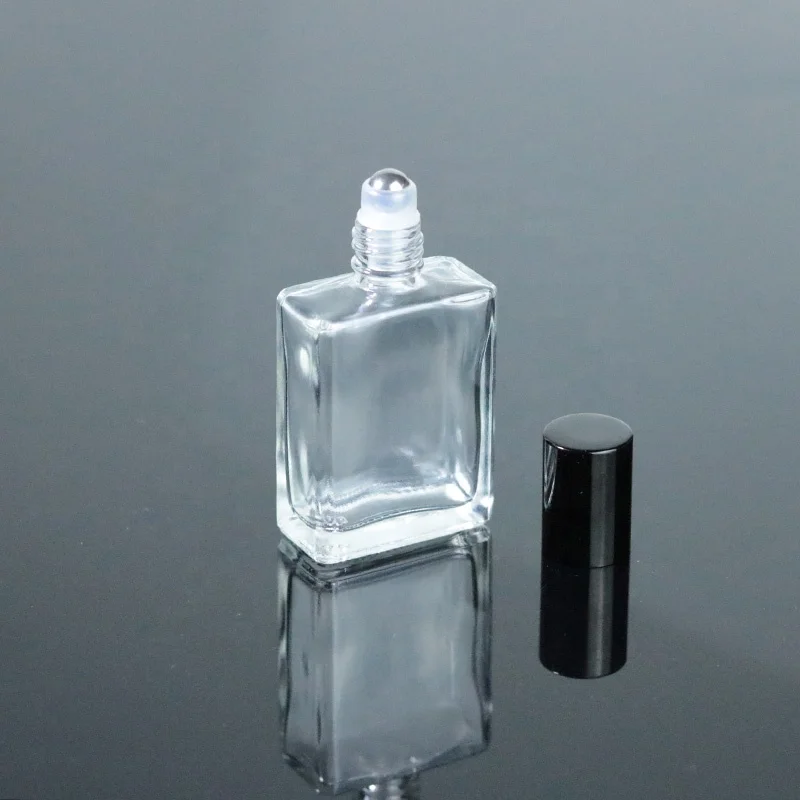 
China Factory Glass Roll On Bottle 15ml 0.5oz Perfume Clear Square Glass Roller Bottle (NRB24) 
