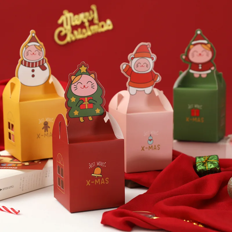 Christmas Apple Box Creative Cartoon Fruit Desserts Packaging Gift Box Empty Portable Small   Paper Box  8.5*8.5*10cm