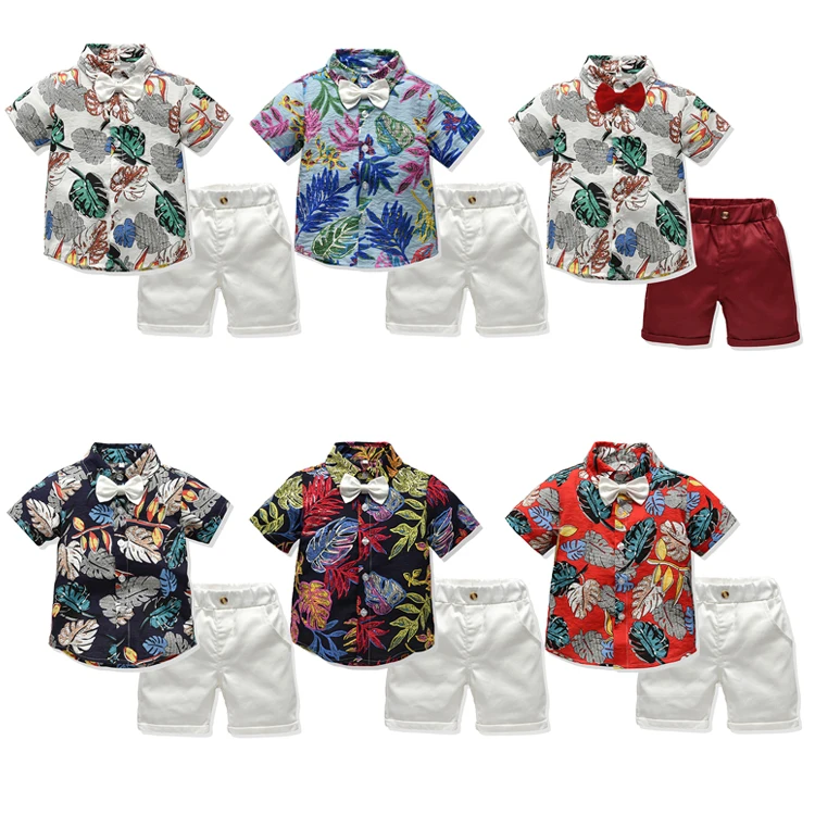 Print shirt shorts set summer wear kids clothes 3 year old boy clothing