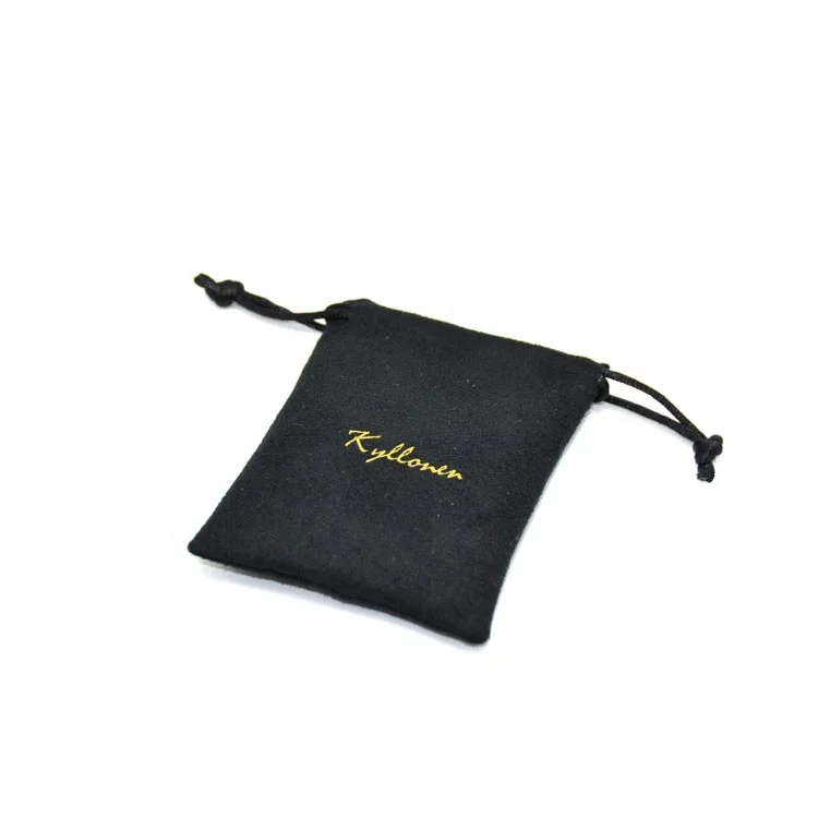 Wholesale Custom Double Drawstring Microfiber Jewelry Pouch Dust Bag with Logo Printed