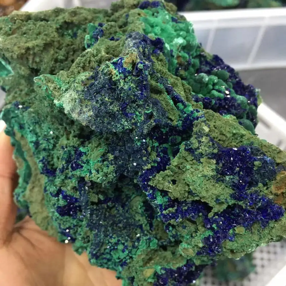 Wholesale Natural azurite blue malachite mineral specimen raw rough  chessylite gemstone for folk crafts
