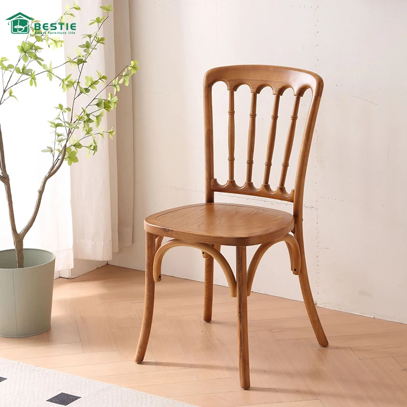 High Quality Stackable Wooden Wedding Banquet Chair Solid Wood Dining Chairs For Events Outdoor chair