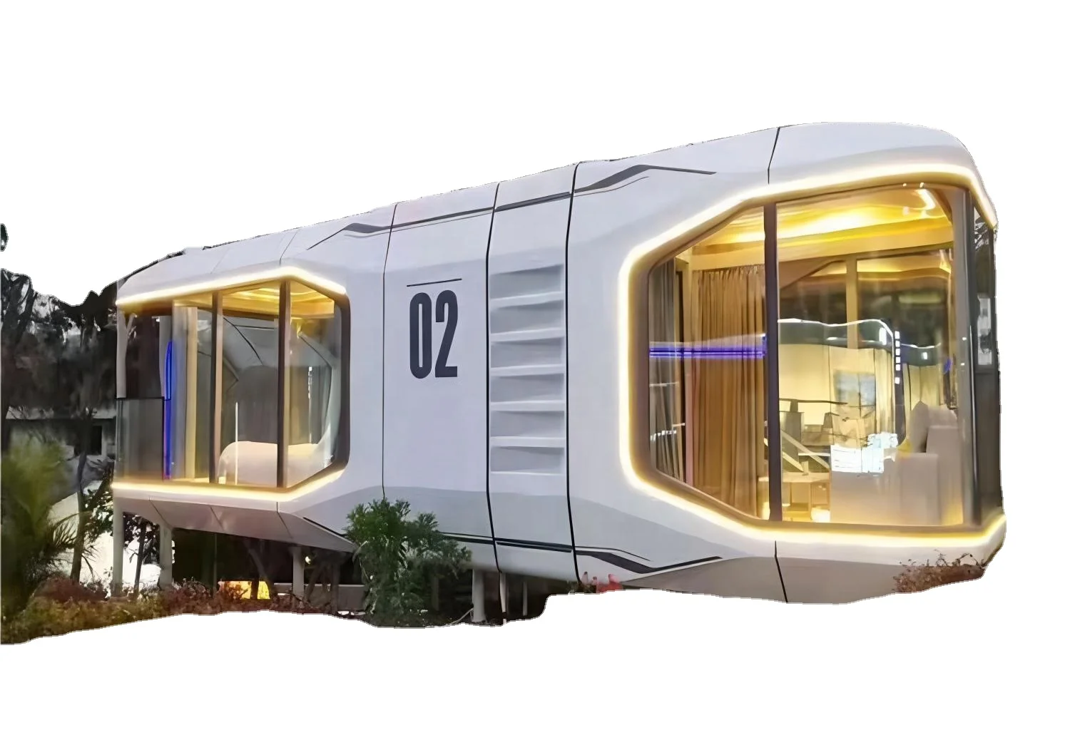 The latest popular prefabricada modular space ships pod movable tiny house aluminum alloy steel structure cabin capsule homes