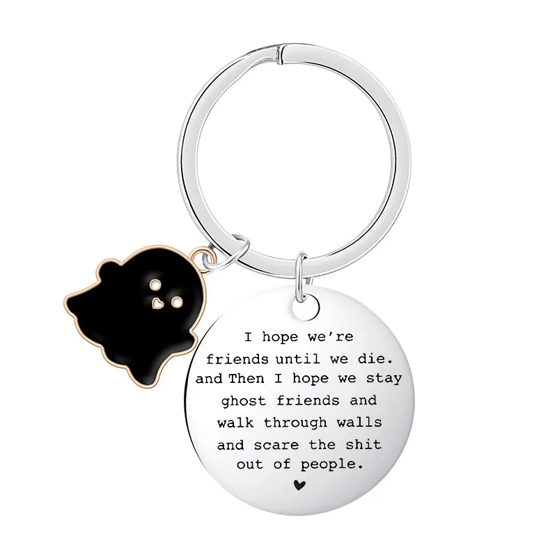 Manufacturer High Quality Customizable Free Design Round Keychain Halloween Unique Souvenir Engraved Laser For Gift