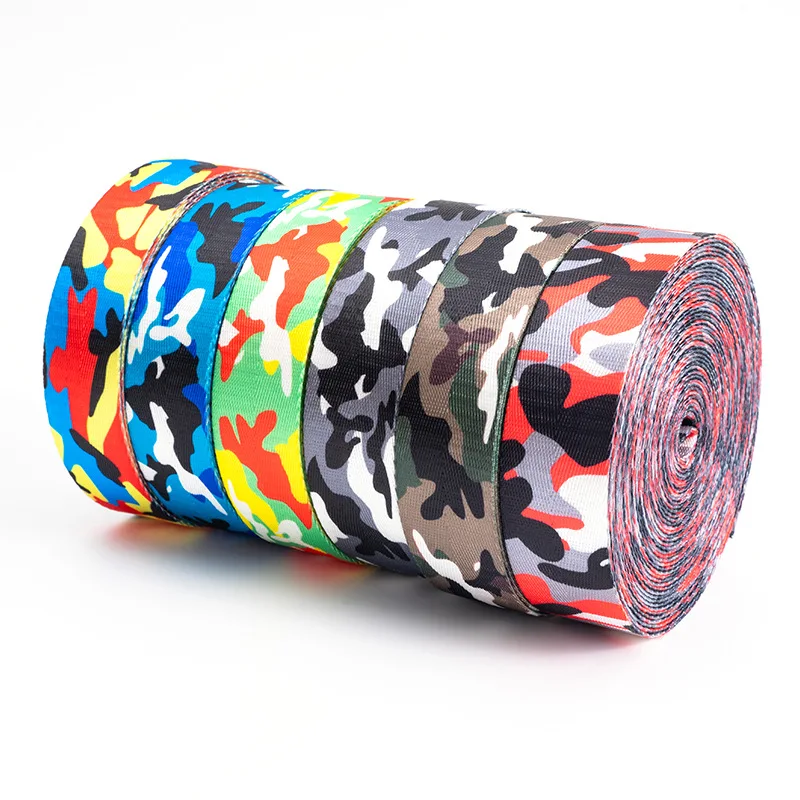 HT camouflage heat transfer printing webbing imitation nylon heat transfer printing webbing luggage backpack accessories webbi