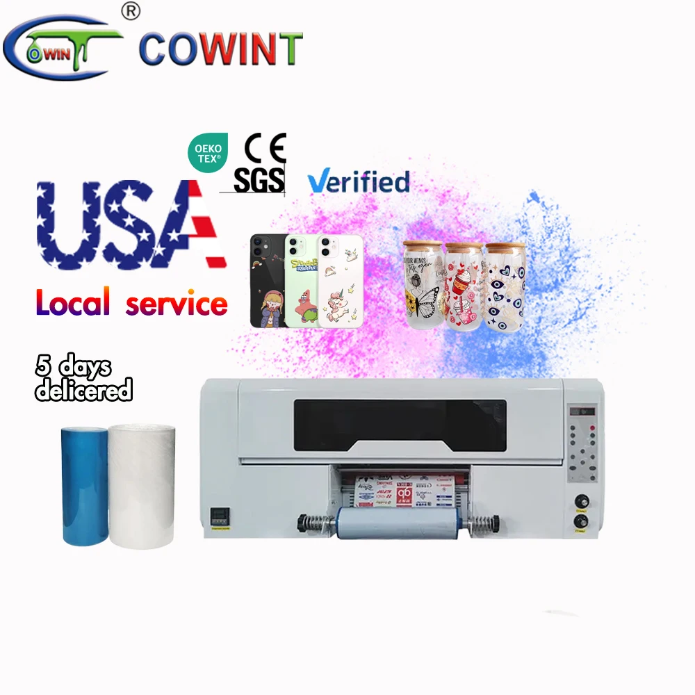 Cowint Automatic Digital roll to roll DTF gold silver white transparent ab Printer transfer a3 uv dtf Sticker printer UV 300mm