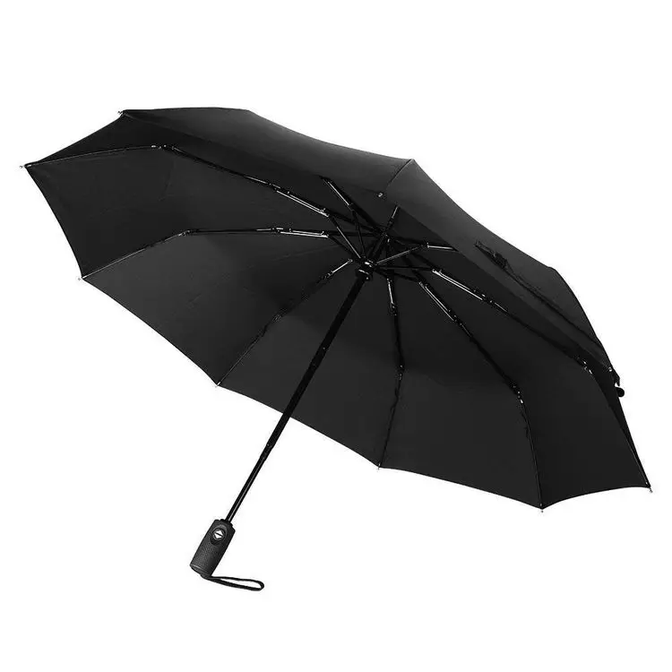 Automatic 3 Folding Black Windproof Compact Lightweight wholesale travel top quality black windproof auto open close Umbrella