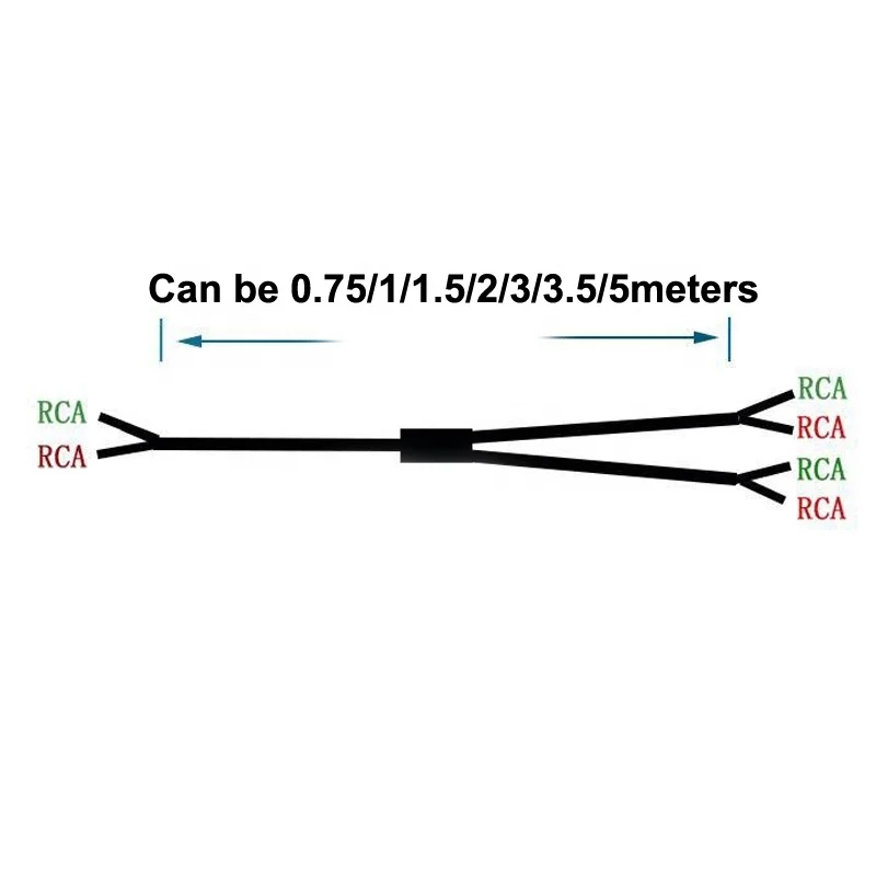 Car Audio HIFI Cable Dual RCA 2 Male To 4 Female/Male Splitter For Two Sets Speakers Independent Shielded Gold Plated Connector