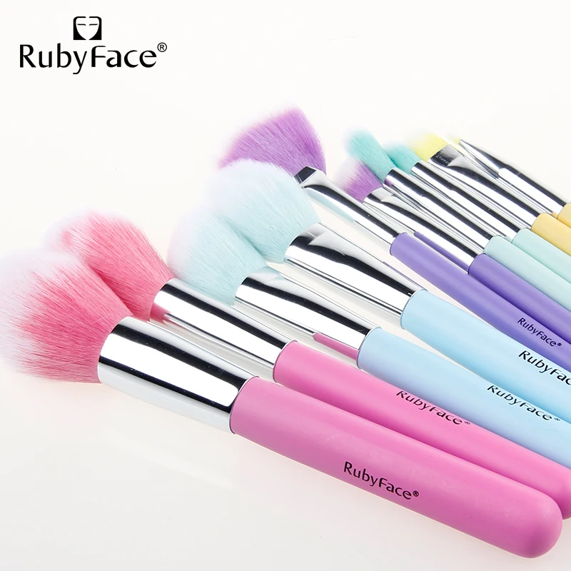 makeup brush 8pcs makeup brush rainbow hair colorful wooden handle brush makeup