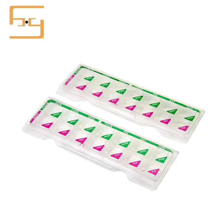 Custom Hot Selling 7 Days Pill Blister Packaging Reusable PET Medication Capsules Plastic Blister Tray