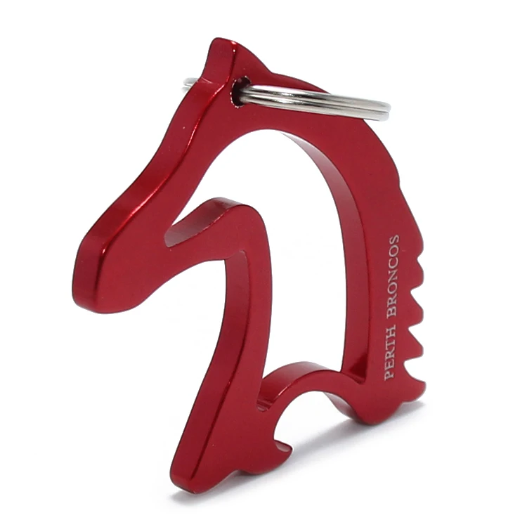 
Hollow Out Metal Horse Head Shaped Beer Opener Key Ring Promotional Gift Custom Laser Logo Aluminum Horse Bottle Opener Keychain 