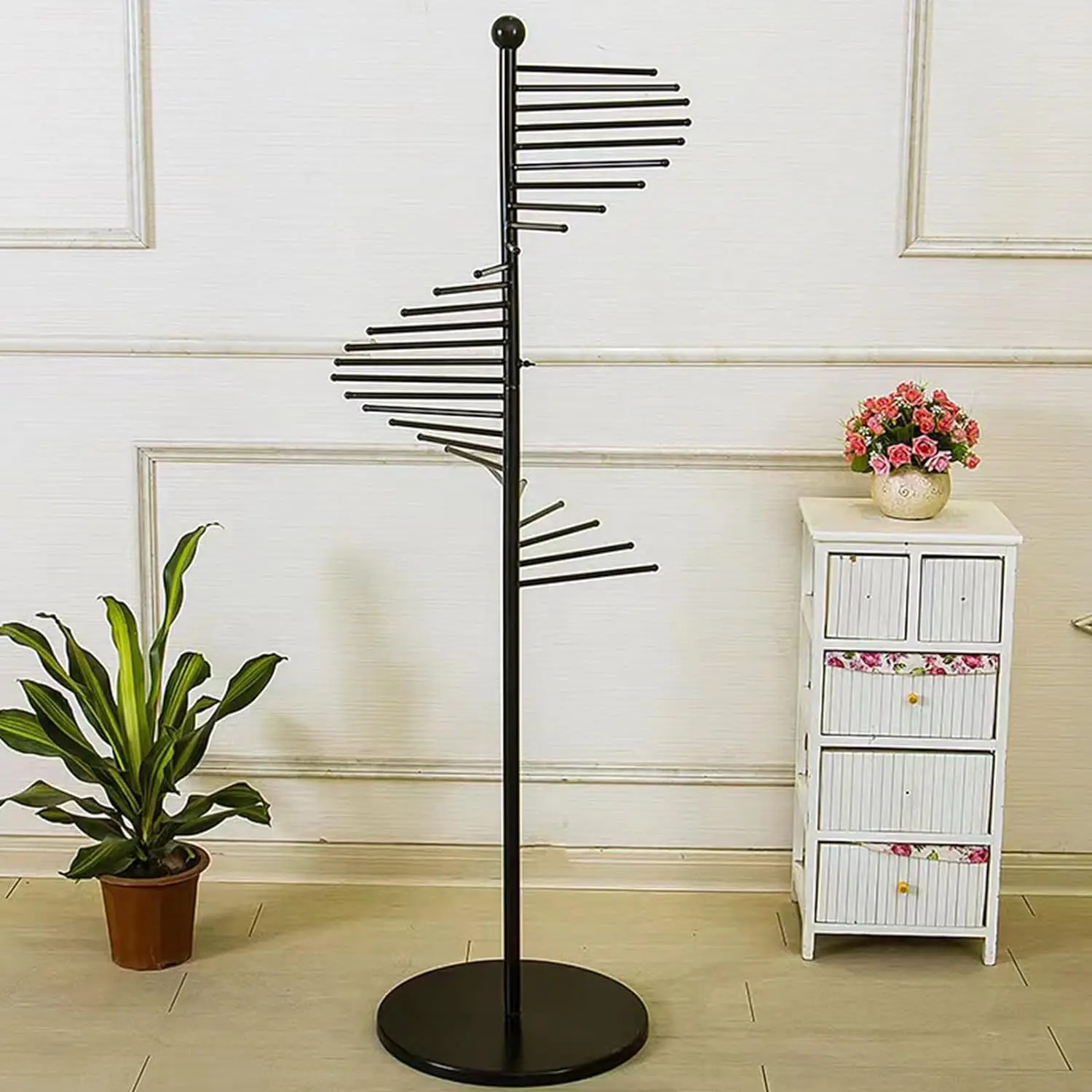 ribbon commercial rug Spiral Scarf Holder gloves Floor Stand needle clothes wire Metal Display Rack stand