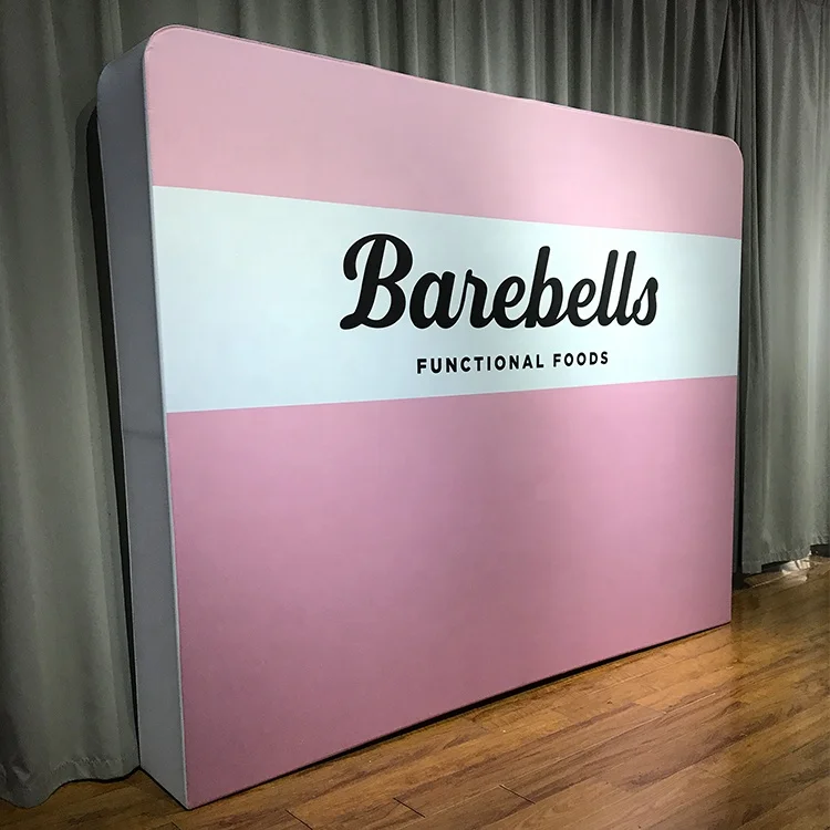 Morden trade show fabric round advertising tension fabric double side print 3D moon display wall custom logo backdrop banners