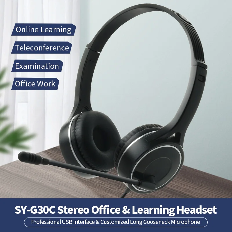 soyto G30C wired headphone for office call center meeting online learning noise cancelling 3.5mm USB plug  headset for pc phone