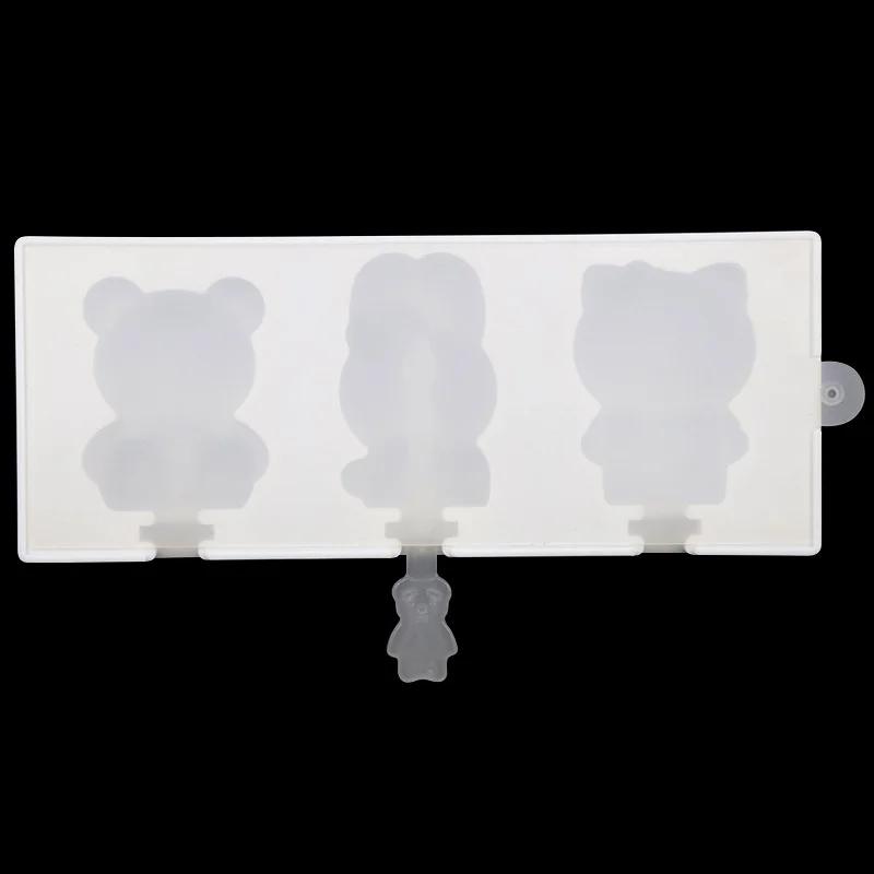 Saffron Cartoon rabbit cat bear Silicone ice maker mold Homemade Popsicle Tools silicon molds for ice cream pops