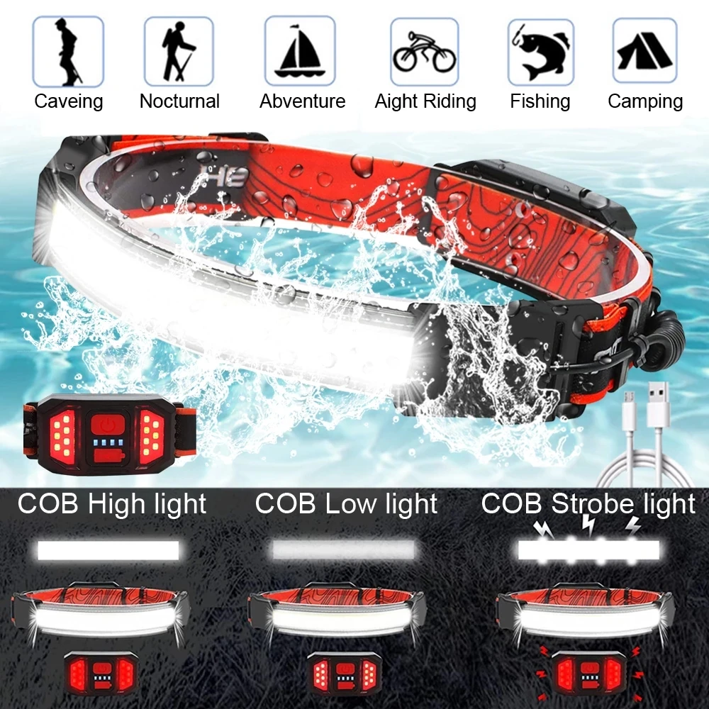 Factory Wholesale G13 Super Bright Working Light 3 modes COB USB Rechargeable LED headlamp