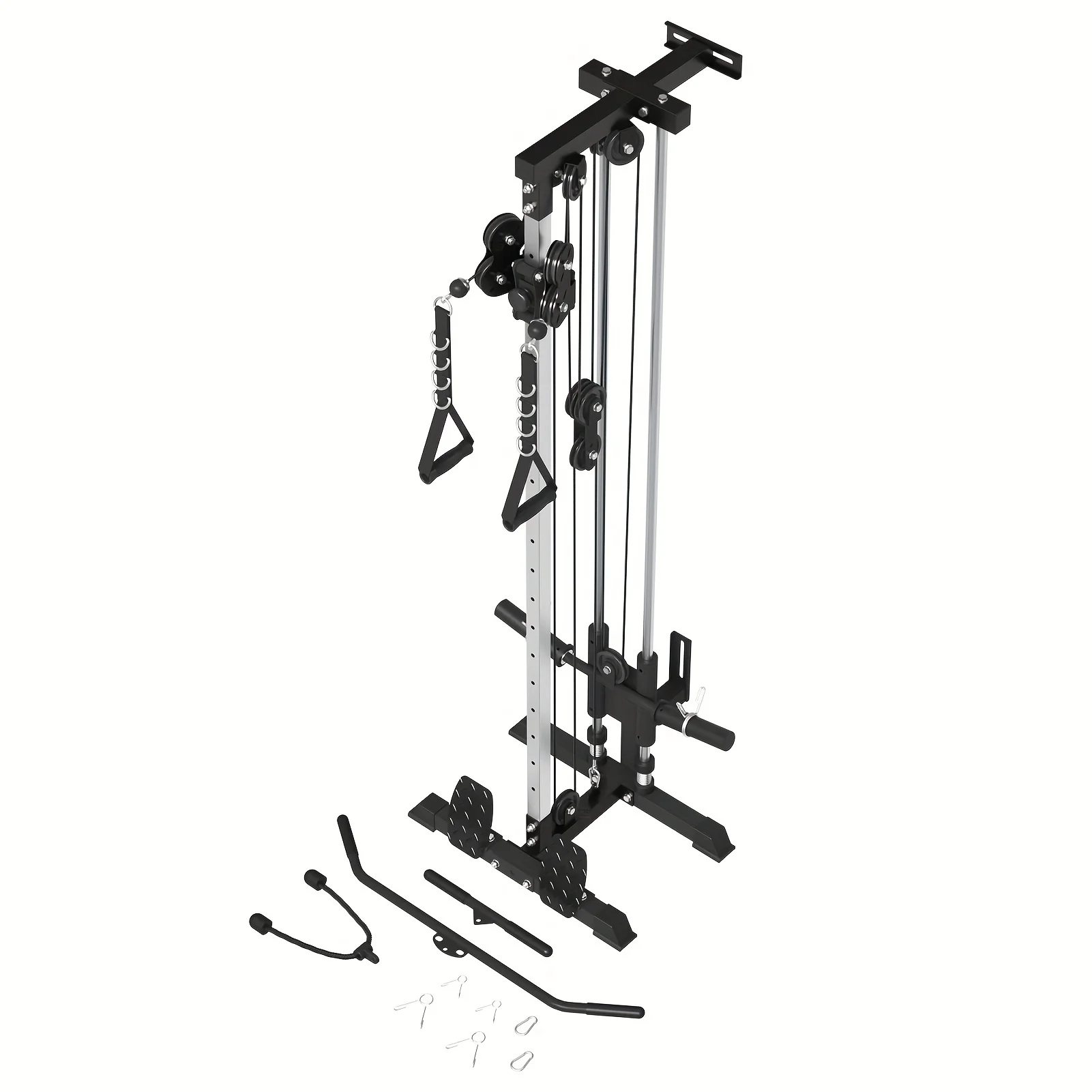 Fitness Multifunctional Trainer Wall Mount  Adjustable Dual System Pull Down Crossover Machine Chest Expansion Cable Station