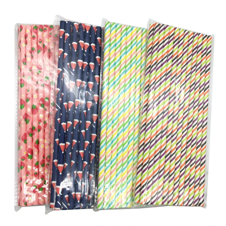 Ready Stock 100 pcs mixed packed Party Supplies Biodegradable Paper Drinking Straws