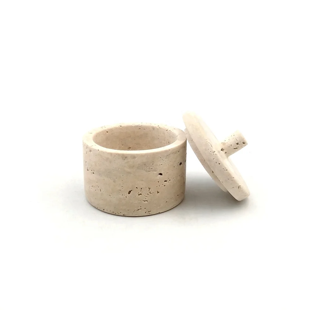 Nanwei оптовая цена украшение для дома бежевый контейнер хранения из травертина