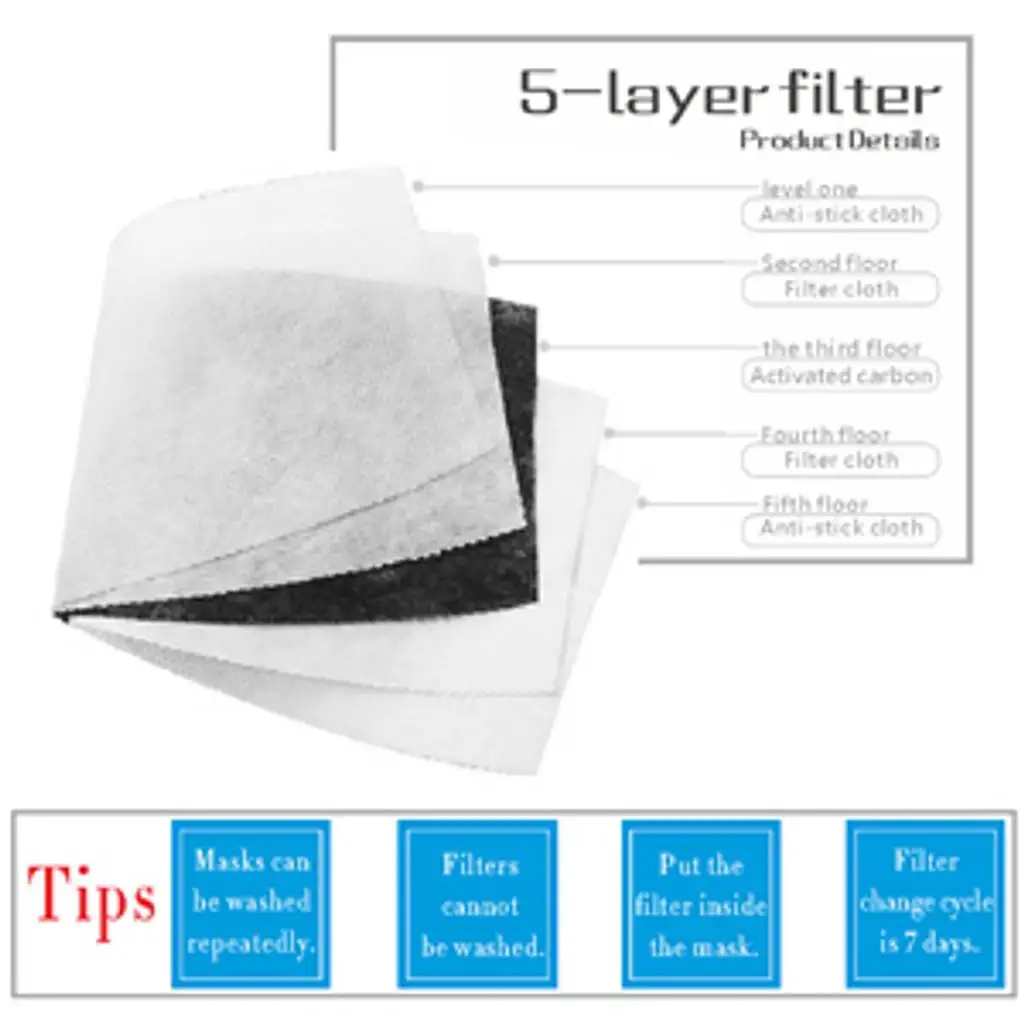 Two Reusable Cycling Face Mask with Carbon Filter For Outdoor Sports Protective Washable Face Mask