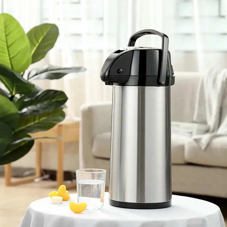 Wholesale Metal Heat Preservation Stainless Steel Bucket Heat Insulation Bubble Tea Water Vacuum Flask Pump Thermos