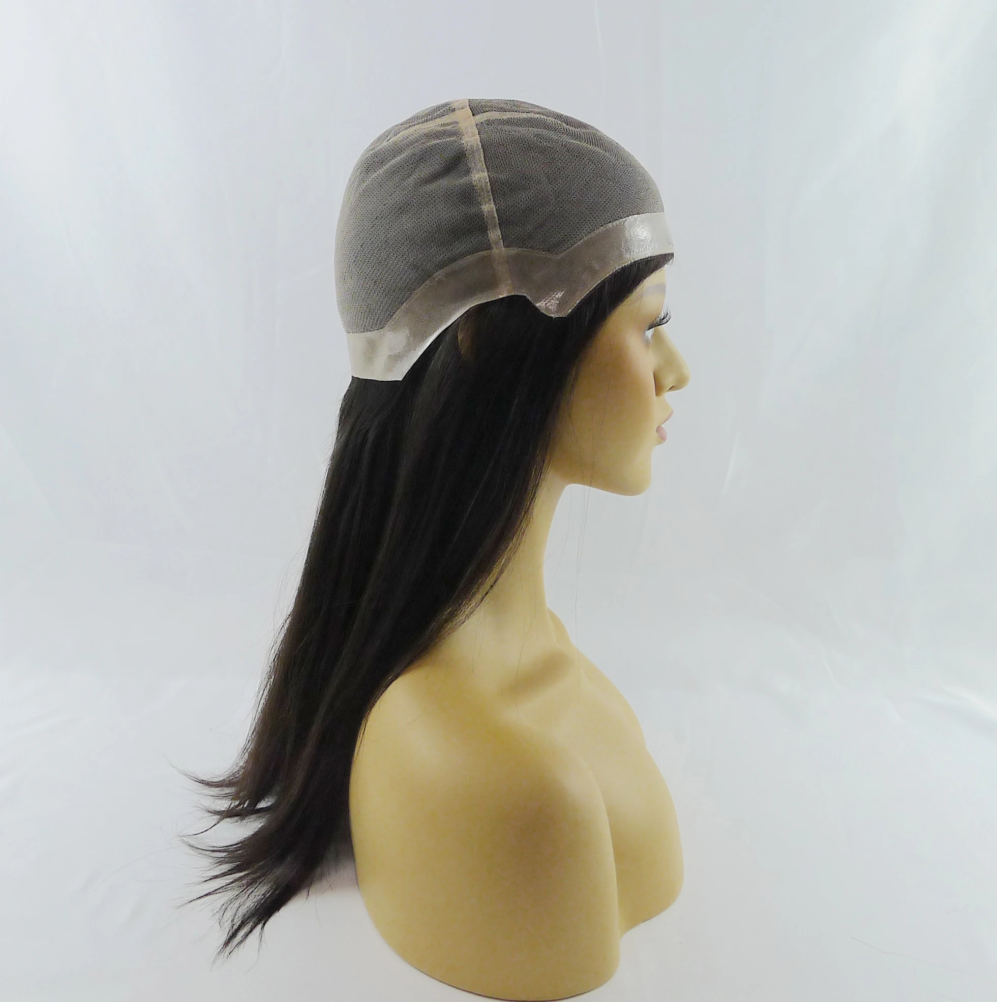 100% human hair pu with lace center base design ready stock woman hair pieces pu around wigs