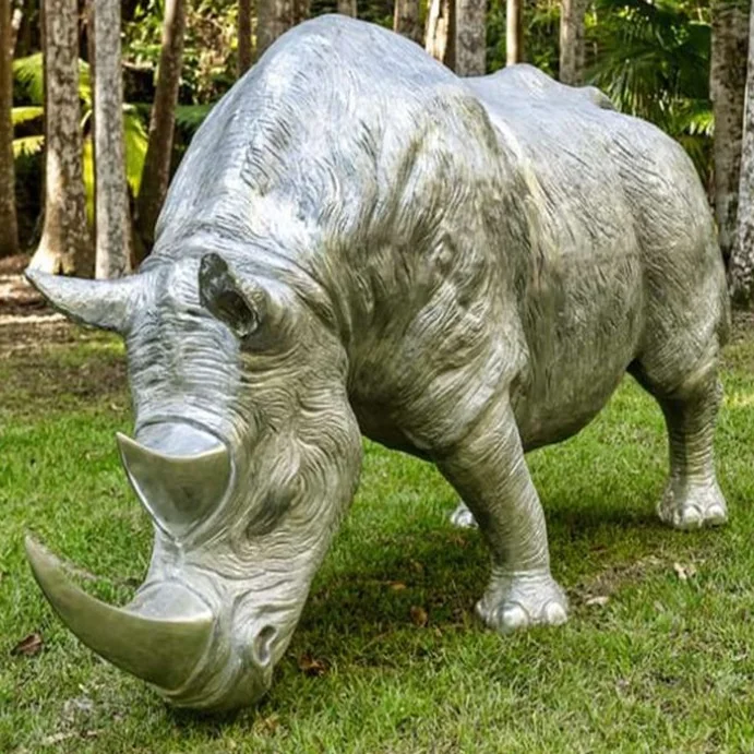 Garden Decoration Bronze White Rhinoceros Sculpture Affordable Price for Bulk Sale